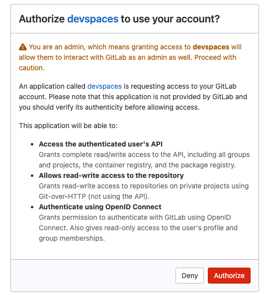devspaces auth