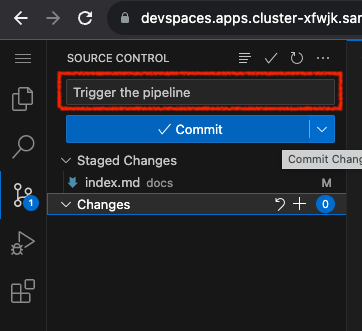 devspaces commit